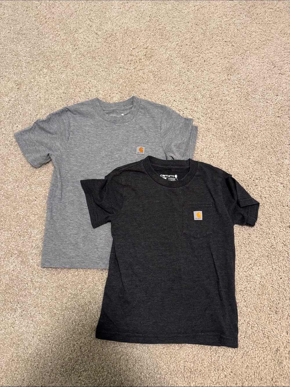 Lot of 2 Carhartt Kids Short-Sleeve Tees in Gray and Black - Logo Pocket